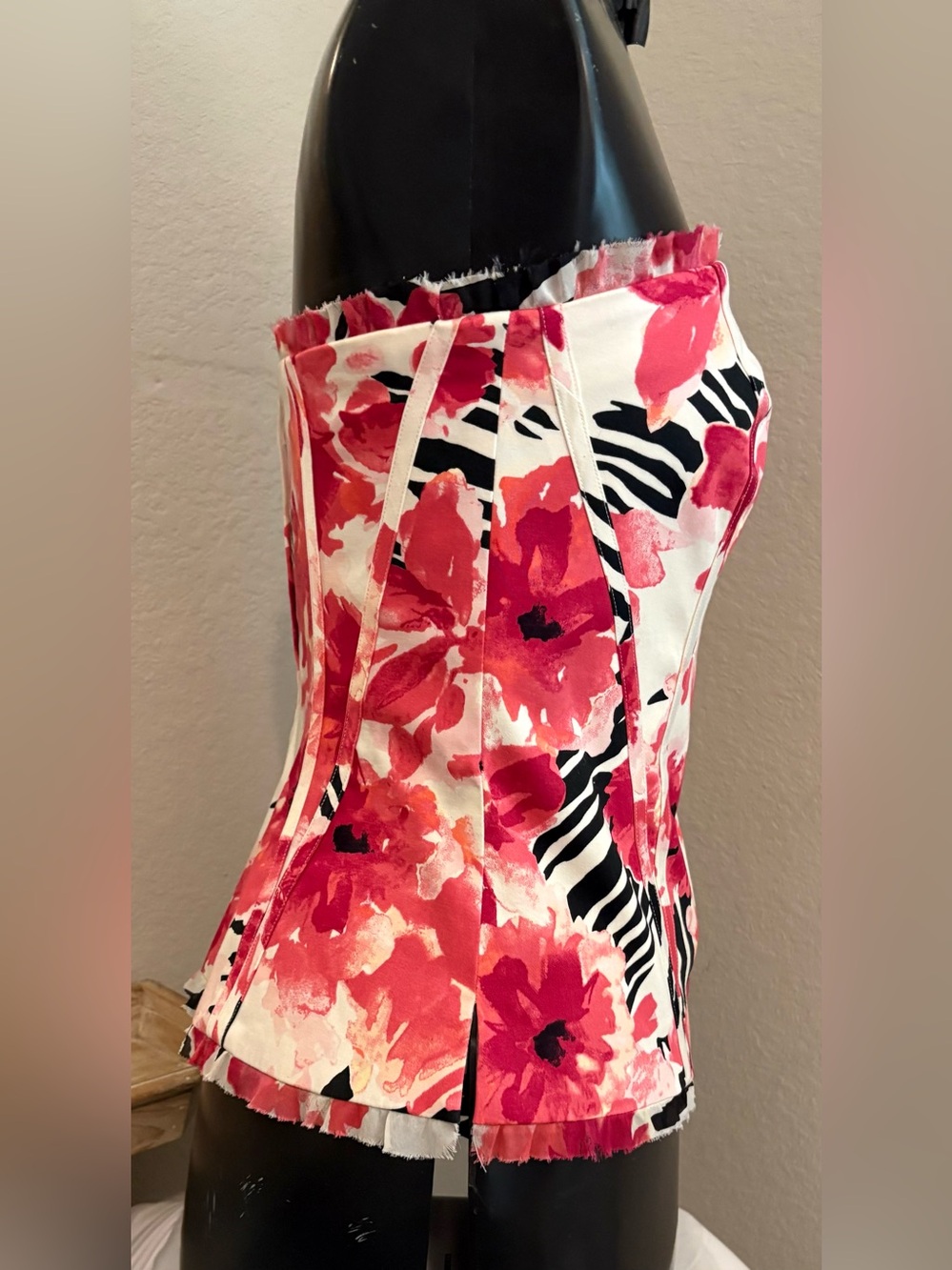 White House Black Market Strapless Floral Corset Bustier Top Size 4. - Picture 5 of 9